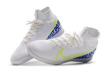 Carregar imagem no visualizador da galeria, CHUTEIRA NIKE MERCURIAL SUPERFLY 7 ELITE IC &quot;BRANCO/AZUL/LOGO AMARELA&quot;
