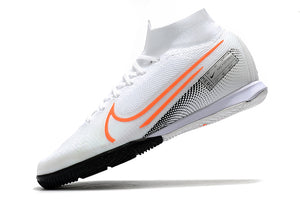 CHUTEIRA NIKE MERCURIAL SUPERFLY 7 ELITE IC BRANCO/LARANJA