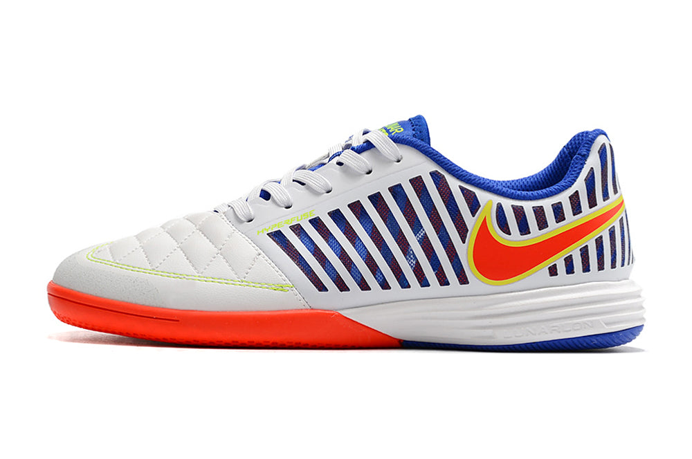 Chuteira NIKE Lunar Gato II Futsal Branco/Azul/Laranja