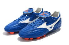 Carregar imagem no visualizador da galeria, CHUTEIRA MIZUNO WAVE CUP LEGEND FG AZUL/BRANCO/LARANJA
