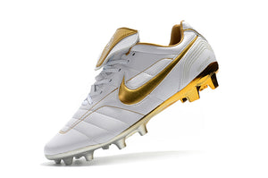 CHUTEIRA NIKE TIEMPO LEGEND 7 ELITE FG R10 BRANCO/DOURADO