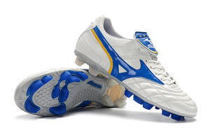 CHUTEIRA MIZUNO WAVE CUP LEGEND FG BRANCO/AZUL/AMARELO