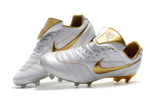 CHUTEIRA NIKE TIEMPO LEGEND 7 ELITE FG R10 BRANCO/DOURADO