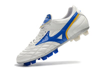 Carregar imagem no visualizador da galeria, CHUTEIRA MIZUNO WAVE CUP LEGEND FG BRANCO/AZUL/AMARELO
