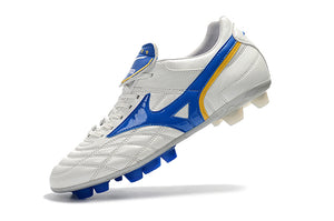 CHUTEIRA MIZUNO WAVE CUP LEGEND FG BRANCO/AZUL/AMARELO