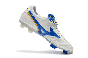 CHUTEIRA MIZUNO WAVE CUP LEGEND FG BRANCO/AZUL/AMARELO