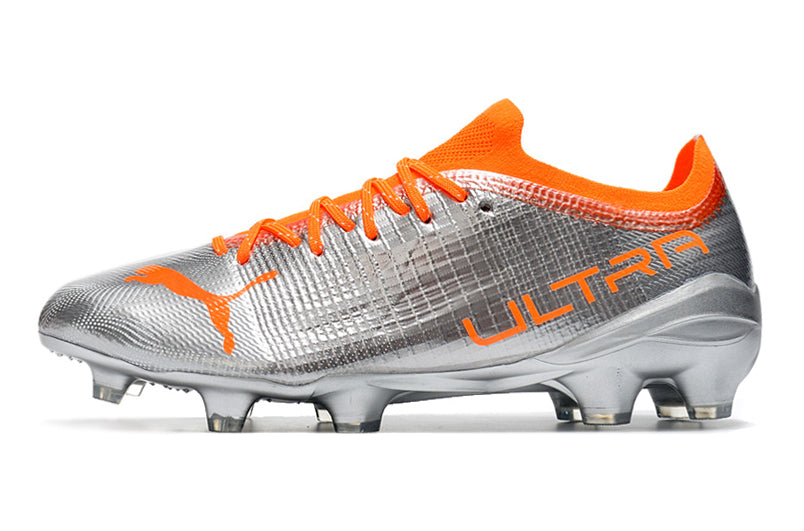 Chuteira Puma Ultra 1.1 FG Prata/Laranja